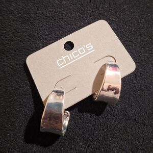 Chico's‎ Shiny Silver Statement Earrings NWT Hoops